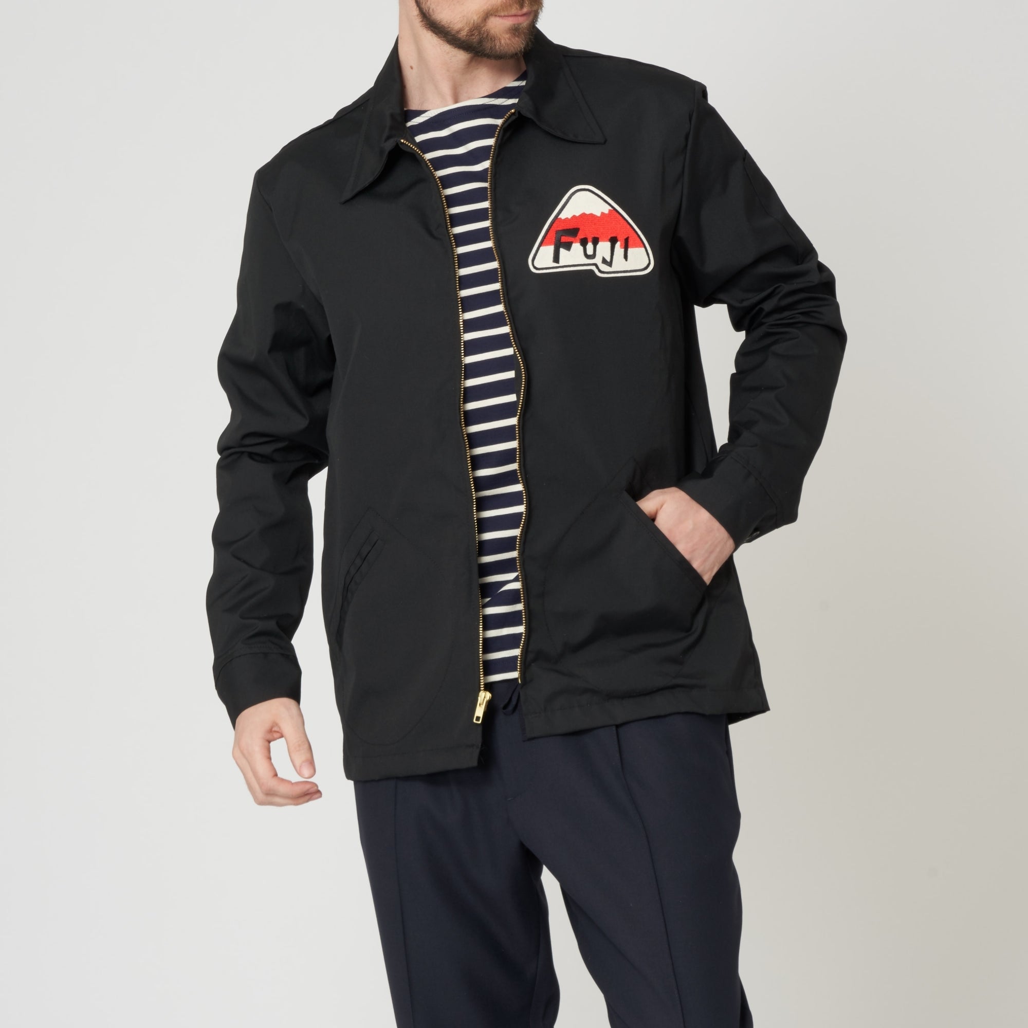 Ebbets Field Flannels Black Fuji Athletic Grounds Crew Jacket