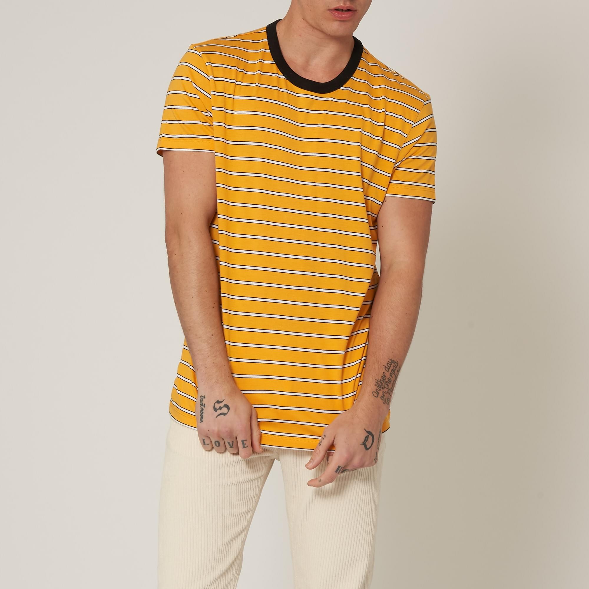 AMI Striped Short Sleeves T-Shirt - Jaune