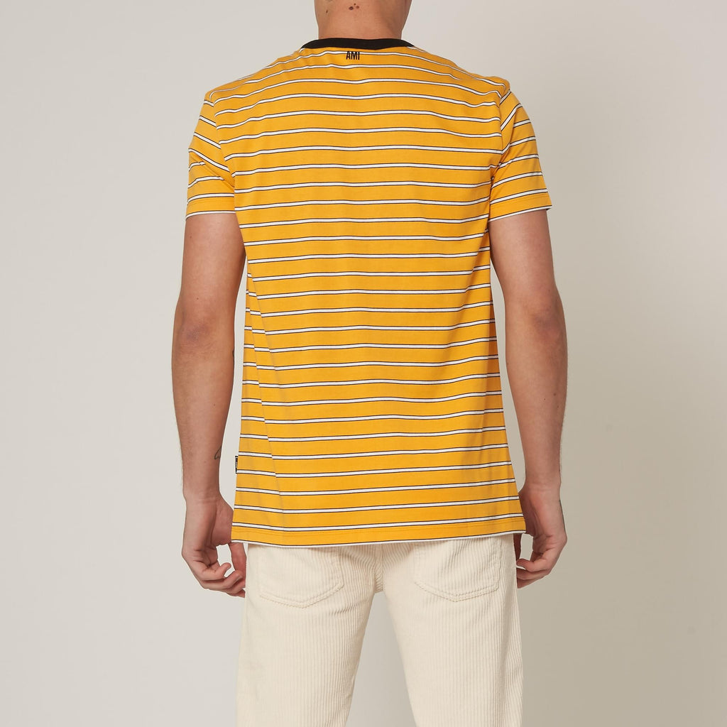 AMI Striped Short Sleeves T-Shirt - Jaune