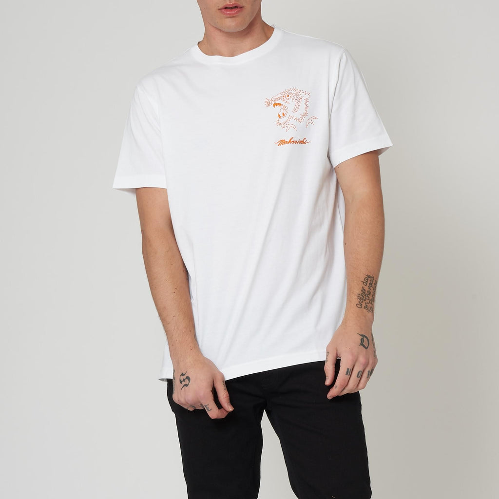 Maharishi White Tiger Stencil T-Shirt