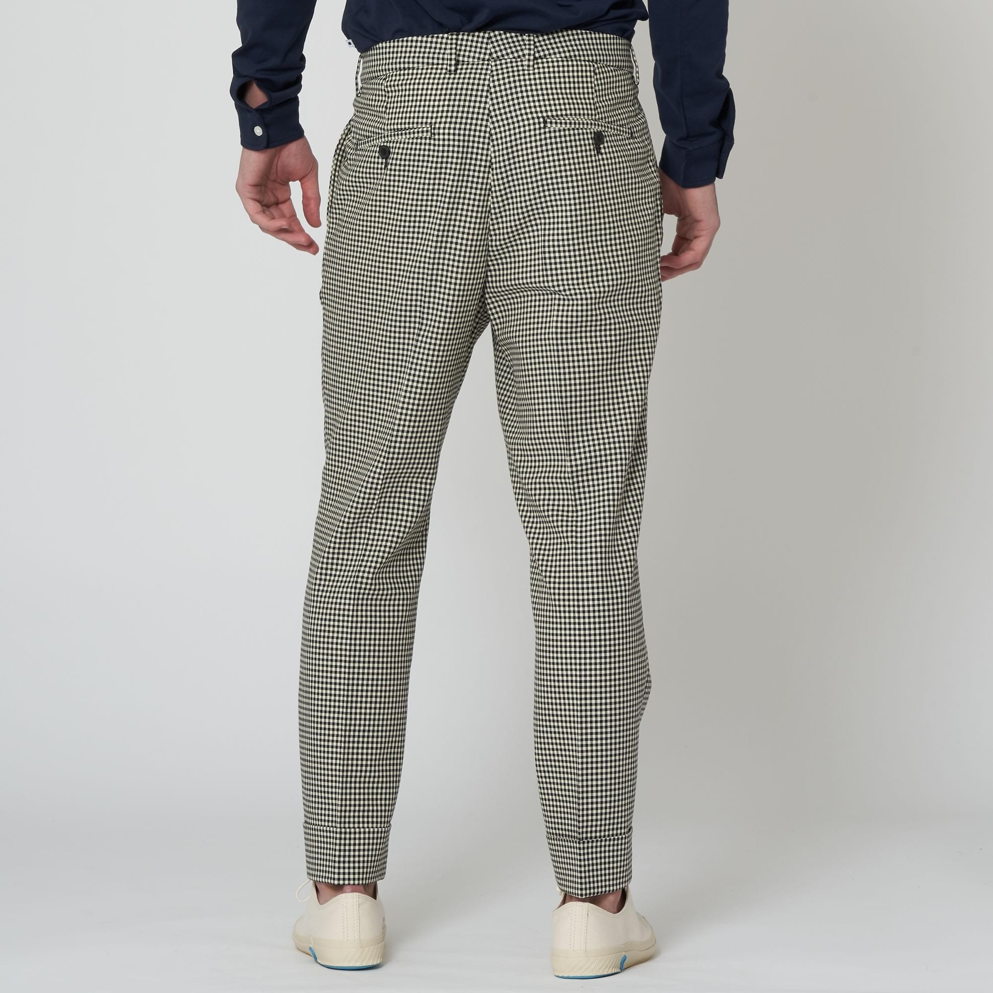 AMI Houndstooth Pleated Carrot Fit Trousers