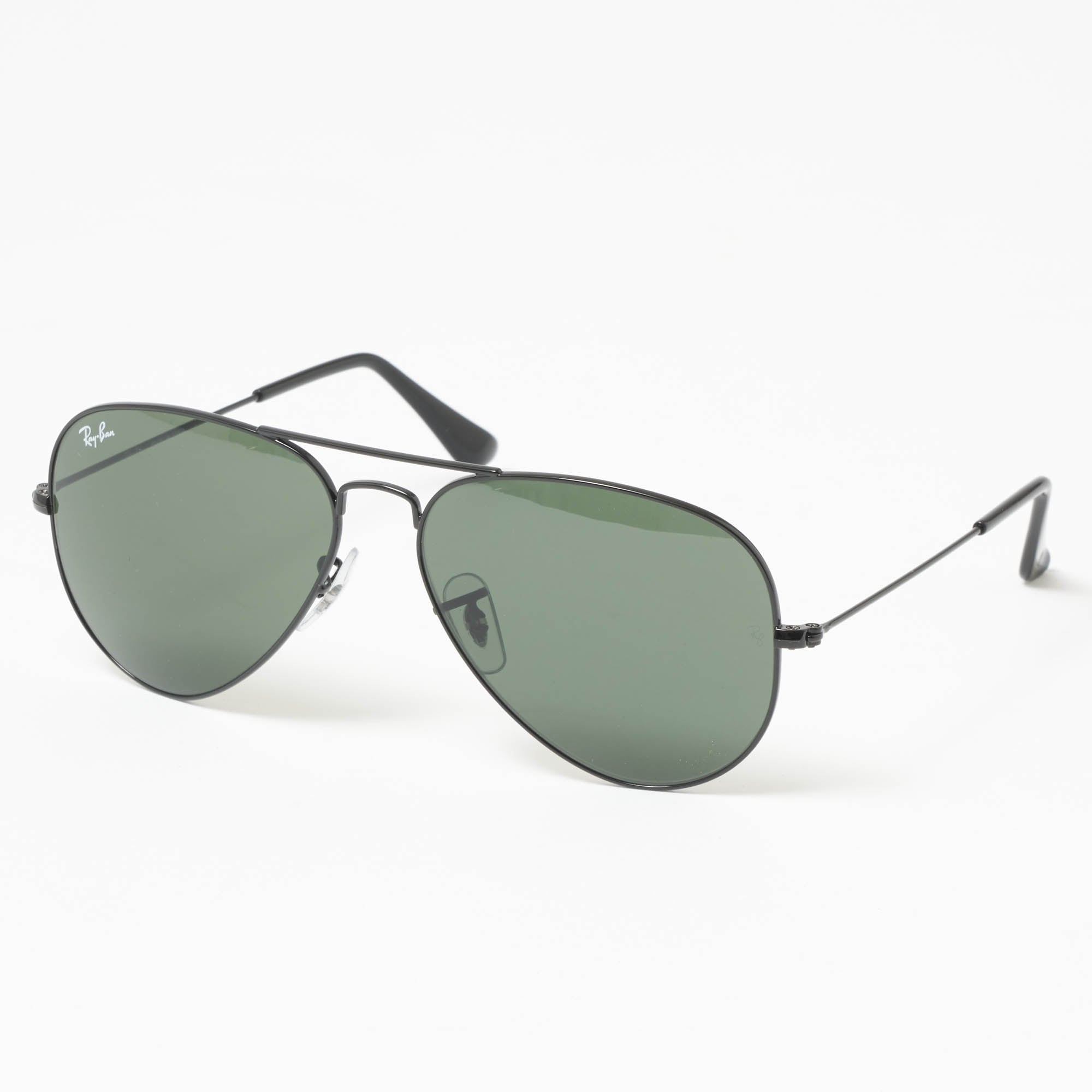 Ray Ban Black Aviator Classic Sunglasses - Green Classic G-15 Lenses
