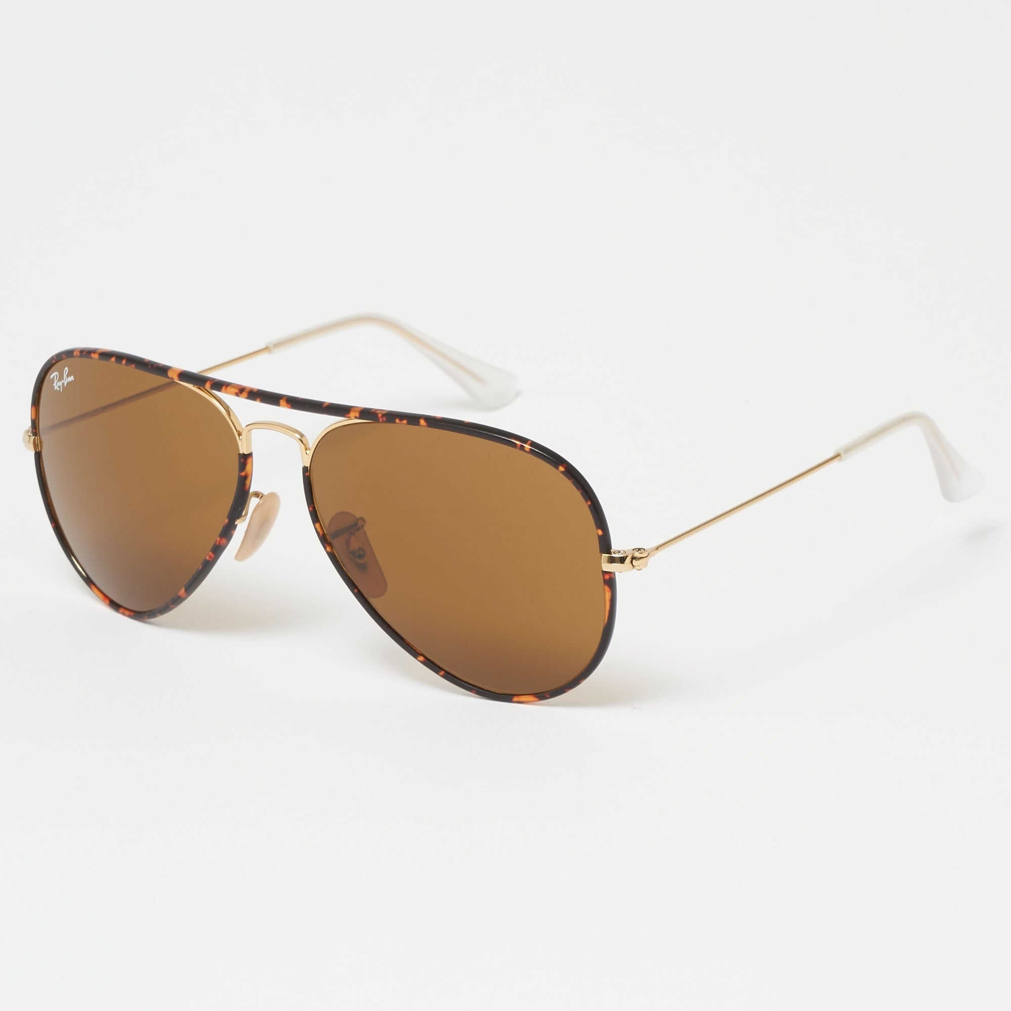 Ray Ban Tortoise Aviator Full Colour Sunglasses - Brown Classic B-15 Lenses