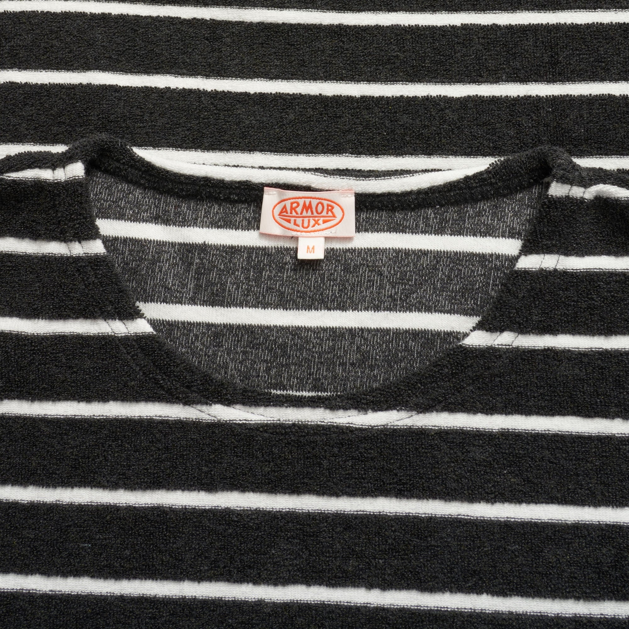 Armor Lux Mariniere Heritage Towelling Sweatshirt - Ebony & Milk