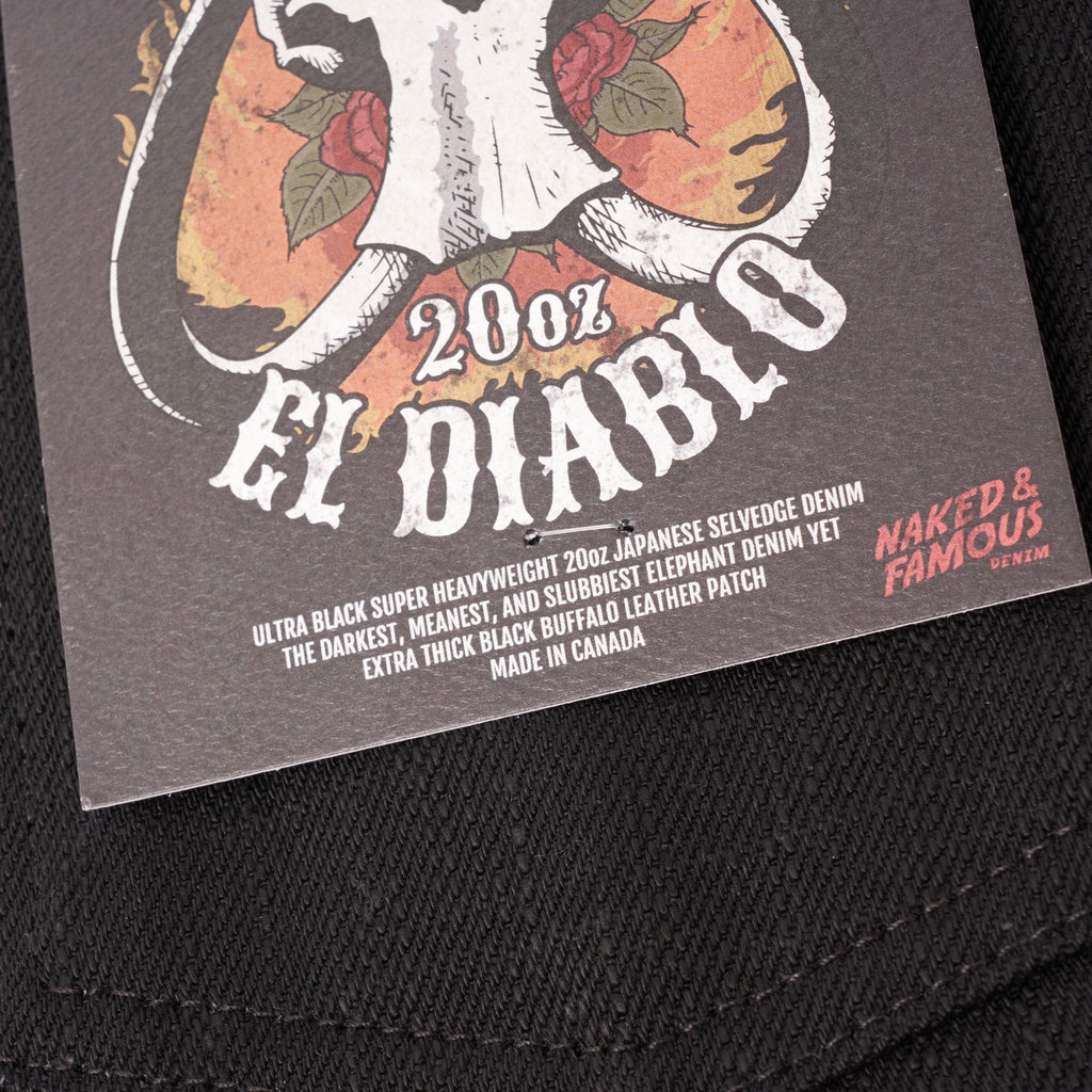 Naked and Famous Denim Weird Guy Elephant 7 "El Diablo" Selvedge Denim - Black