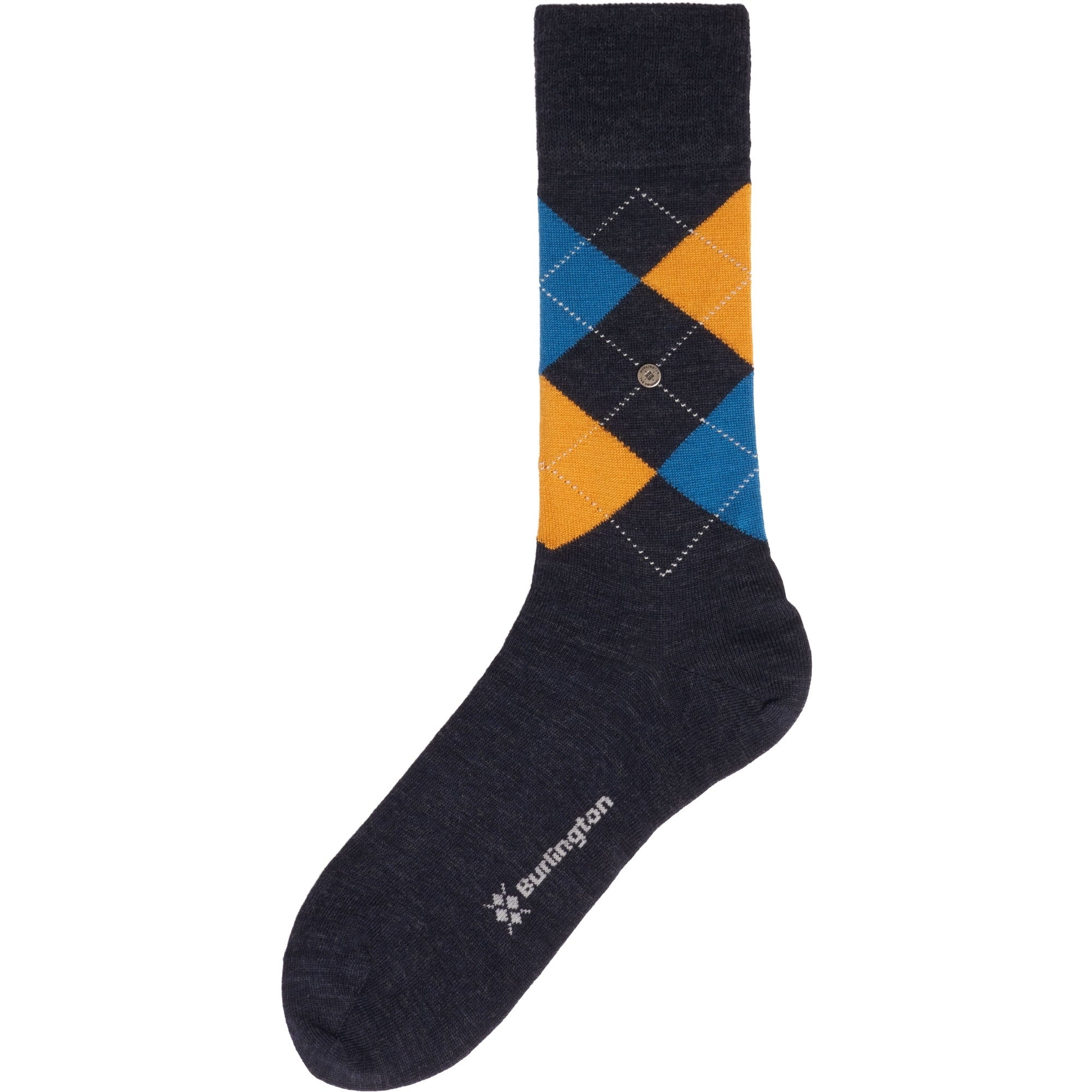Burlington Socks Melange Edinburgh Socks - Navy & Yellow