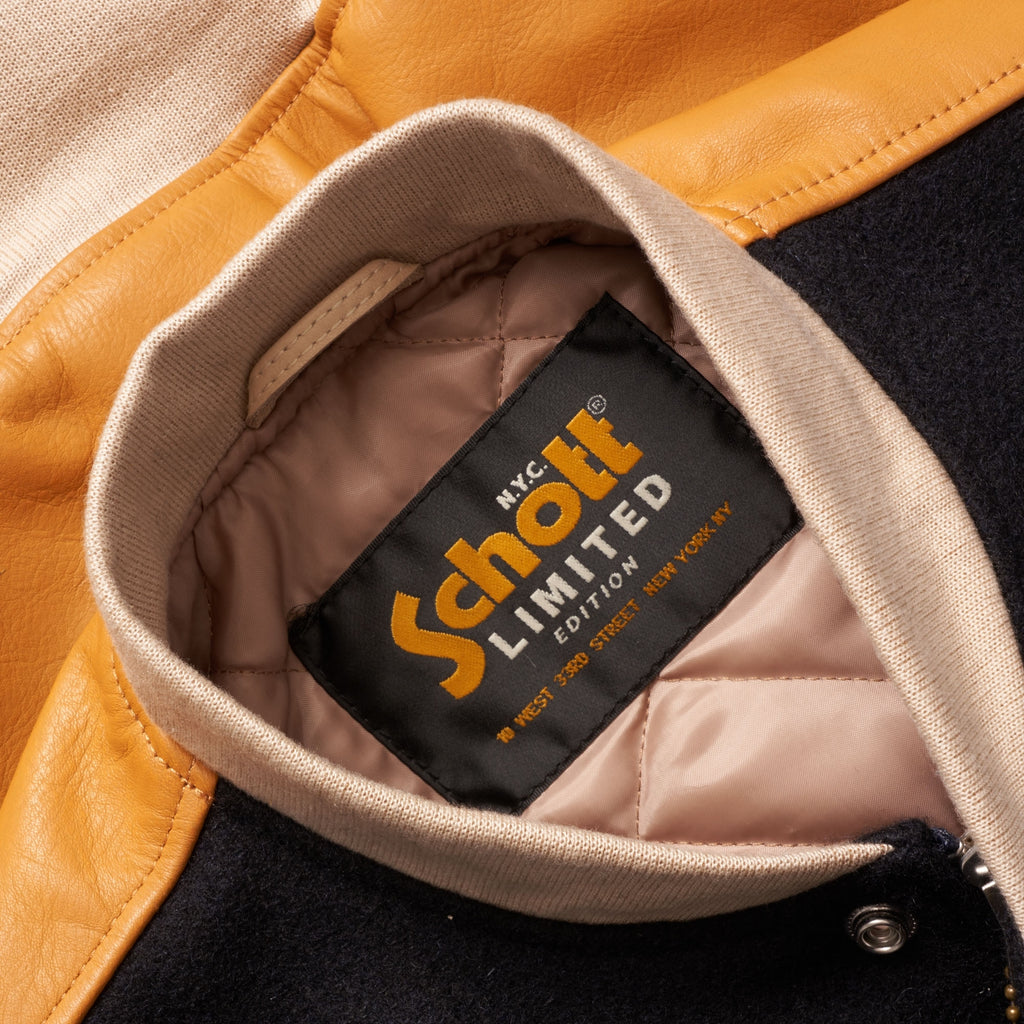Schott NYC Limited Edition LMW11000 Bomber Jacket - Navy & Ochre