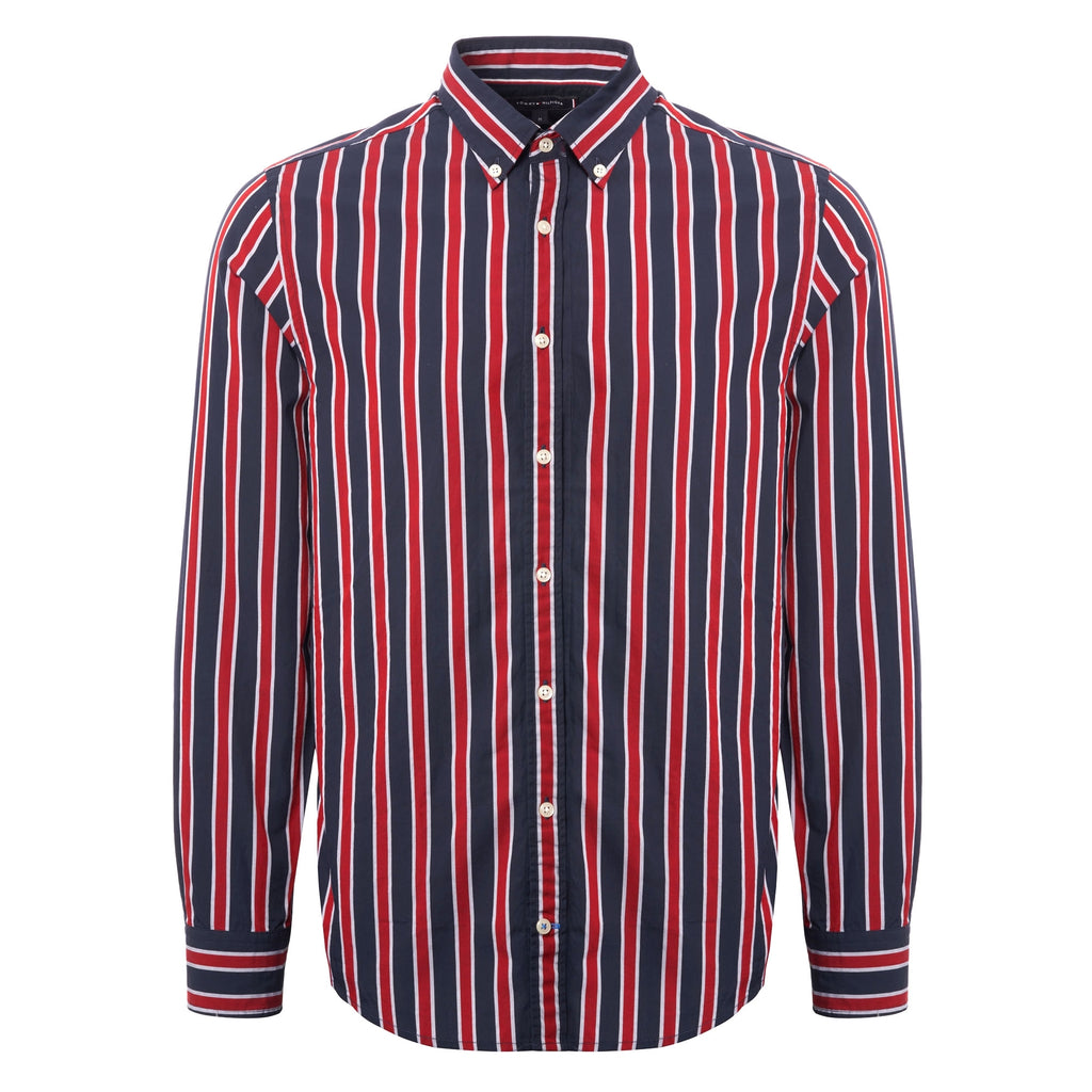 Tommy Hilfiger Regimental Stripe Shirt - Haute Red & Black Iris