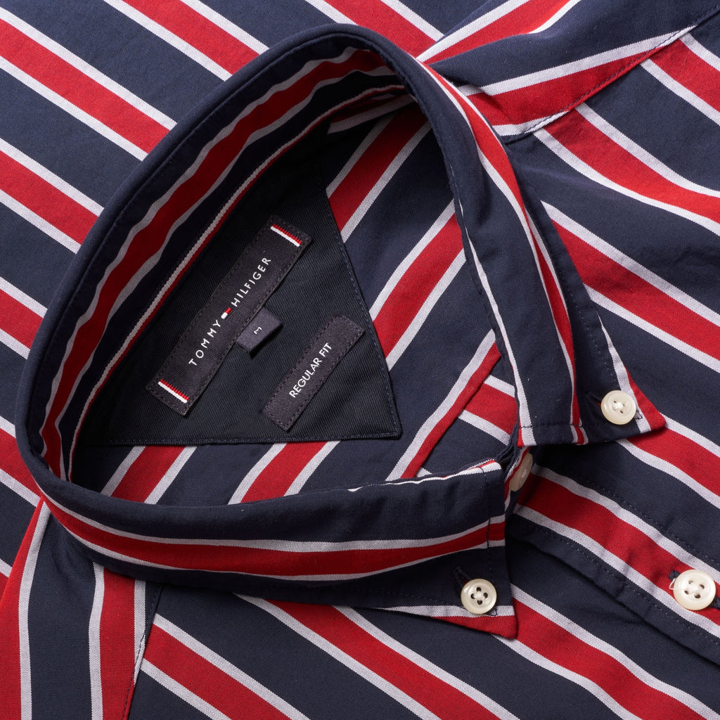 Tommy Hilfiger Regimental Stripe Shirt - Haute Red & Black Iris