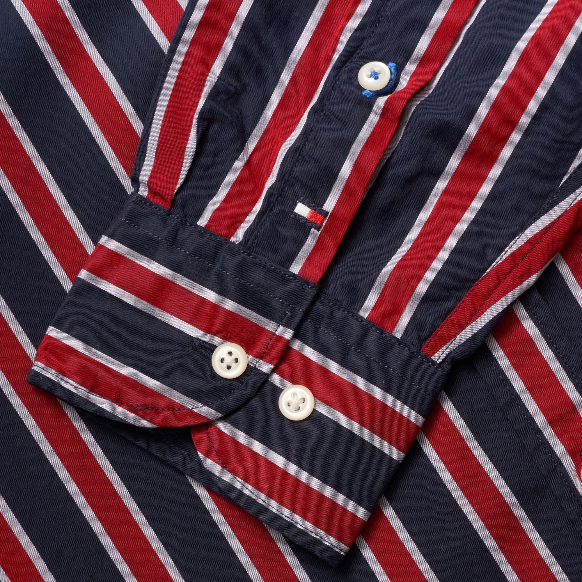 Tommy Hilfiger Regimental Stripe Shirt - Haute Red & Black Iris