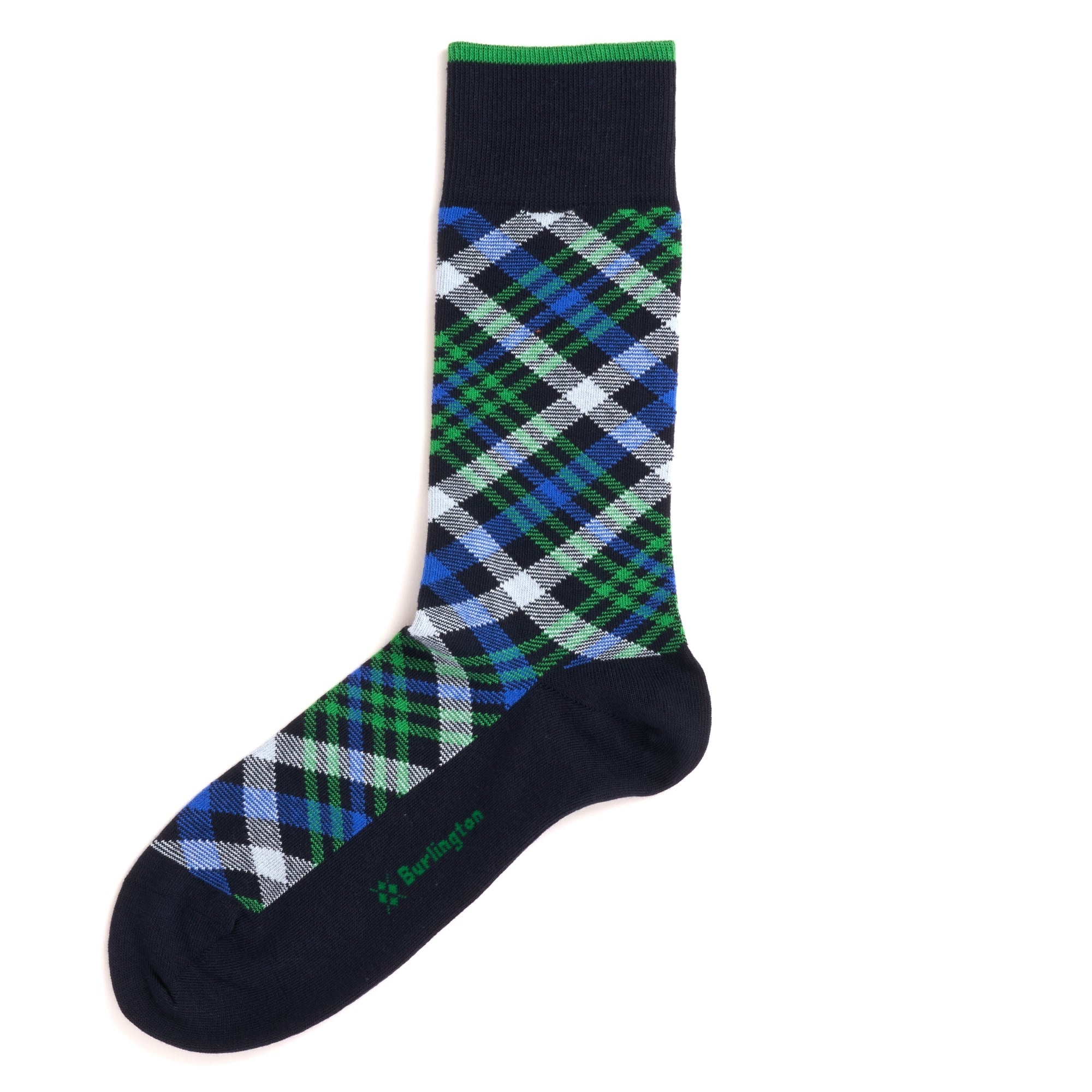 Burlington Socks Cadogan Tartan Socks - Green & Blue