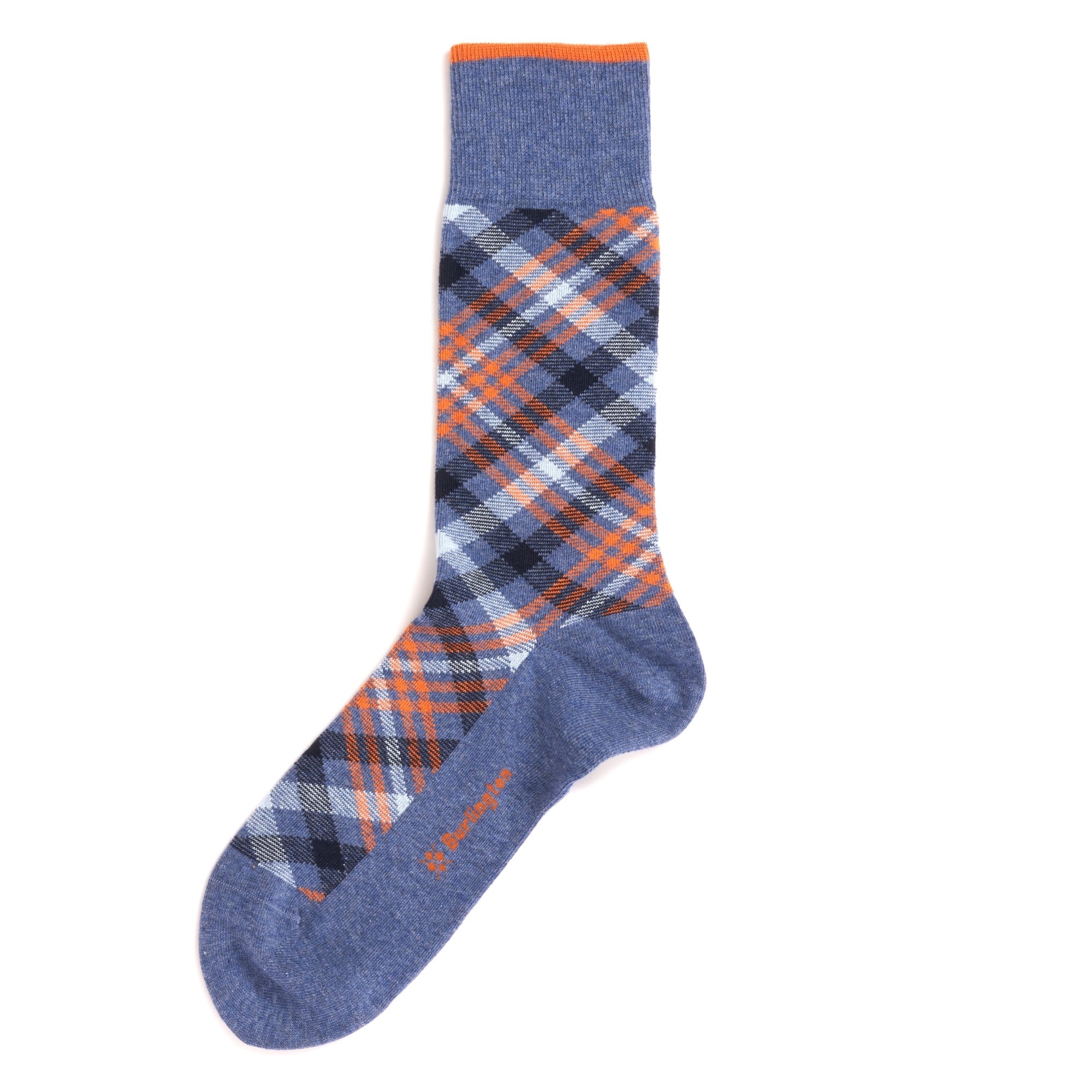 Burlington Socks Cadogan Tartan Socks - Blue & Orange