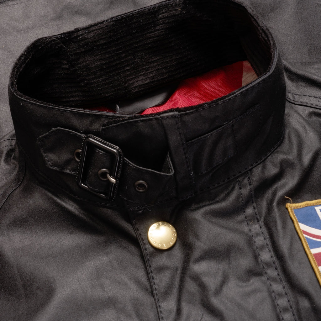 Barbour International Union Jack Wax Jacket - Black