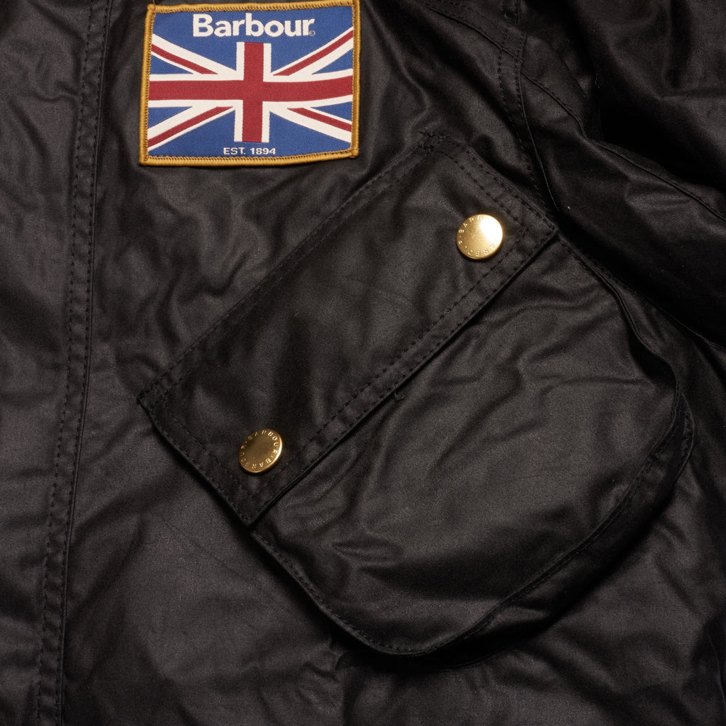 Barbour International Union Jack Wax Jacket - Black