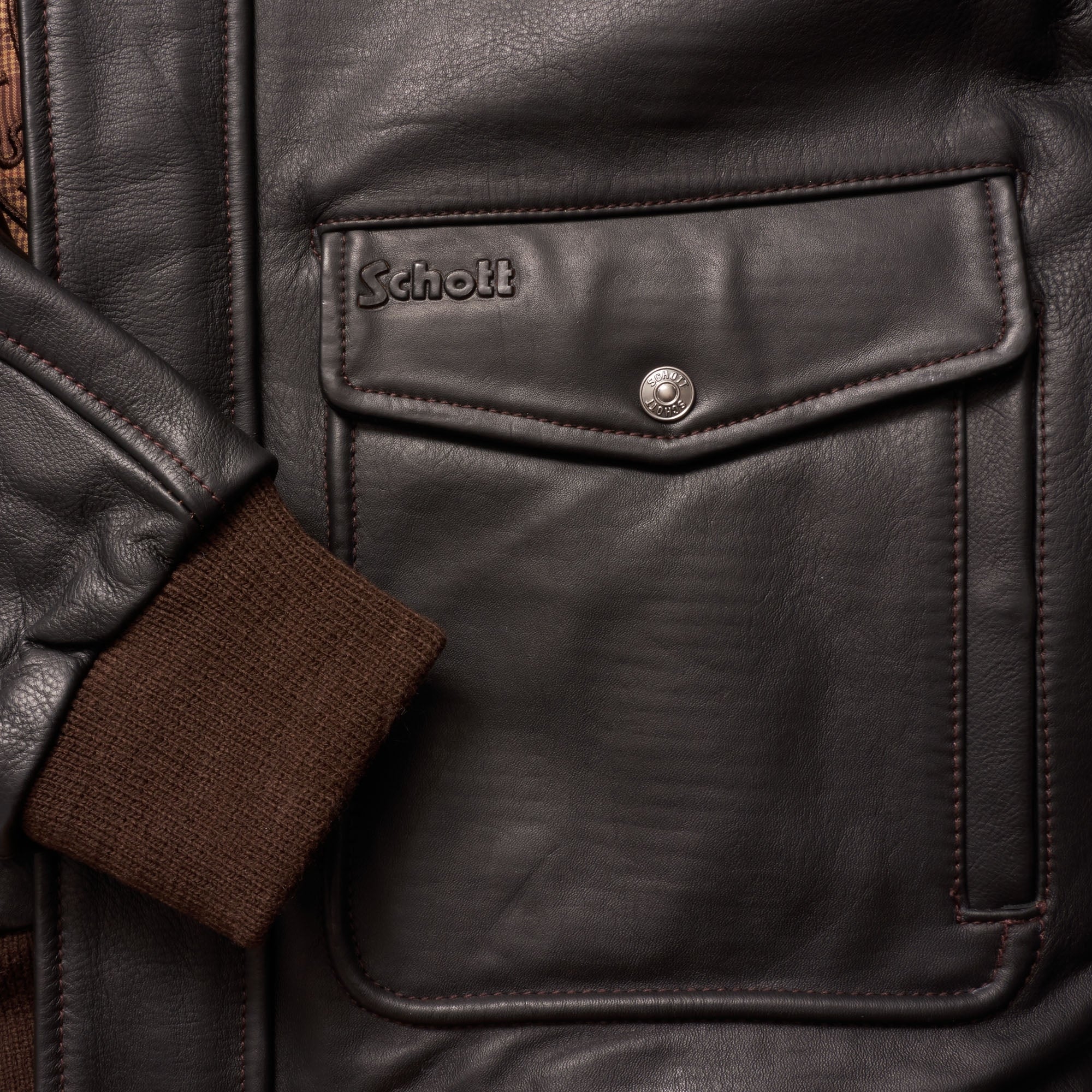 Schott NYC LC5331X Leather Pilot Jacket - Antic Brown