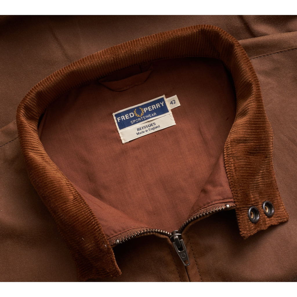 Fred Perry Reissues Made In England Waxed Harrington Jacket - Tobacco
