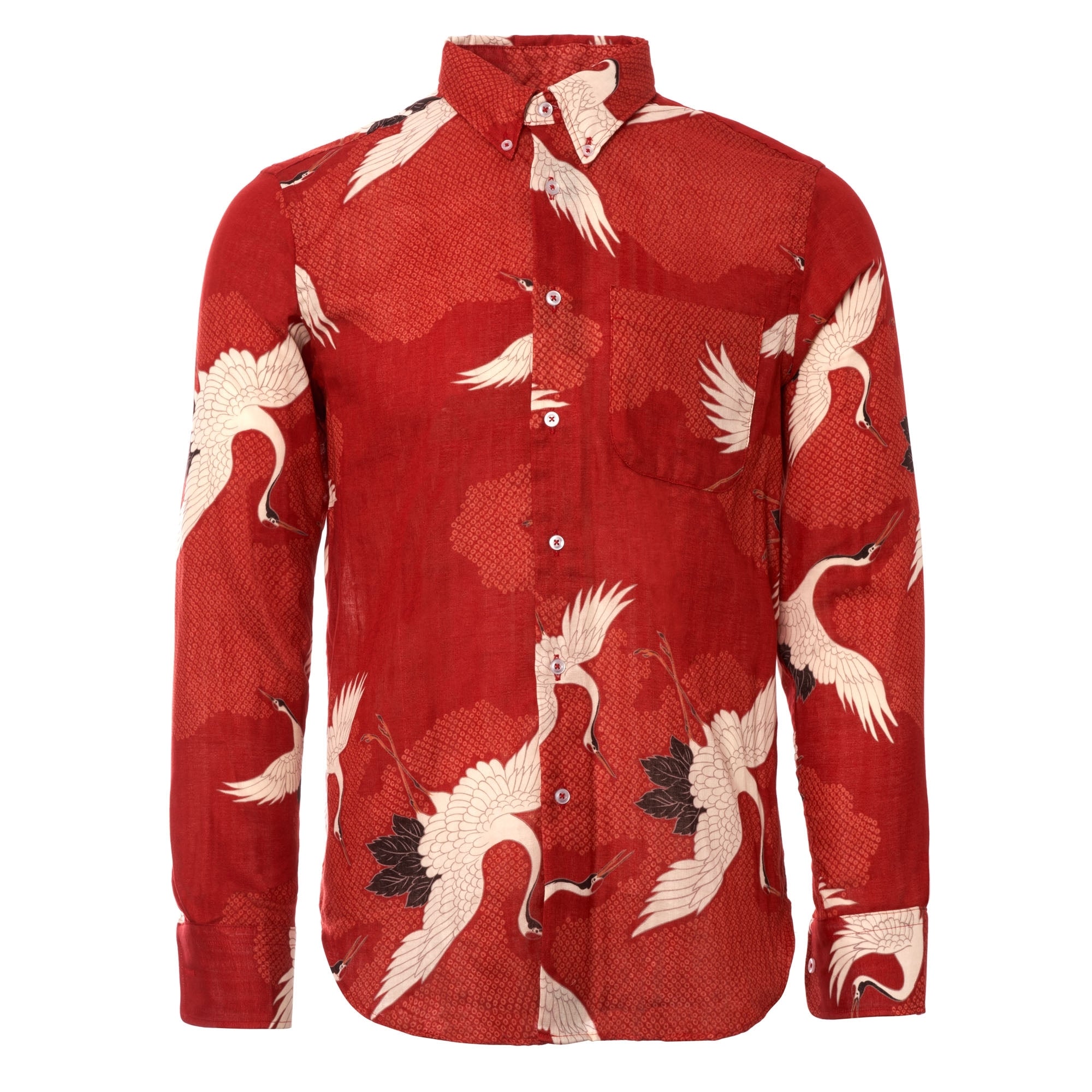 Naked and Famous Denim Japanese Crane Shirt - Red