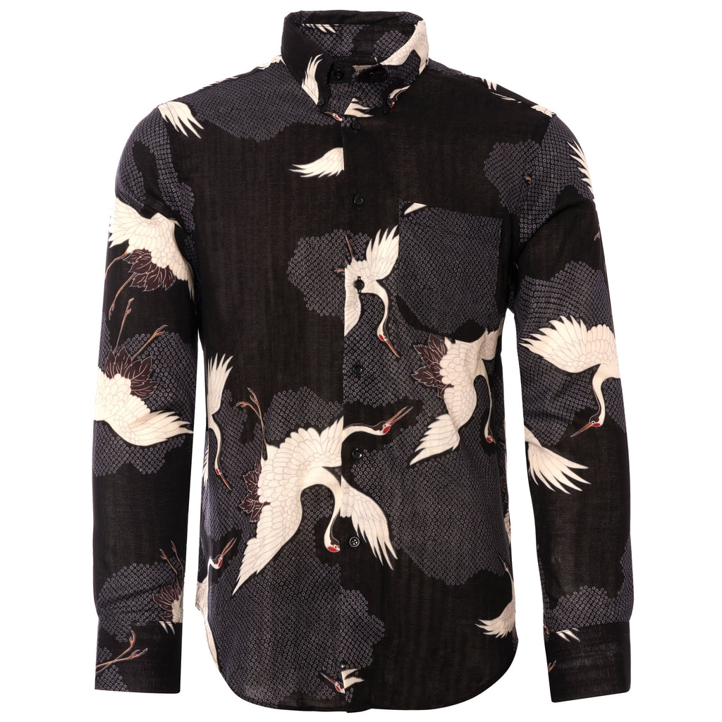 Naked and Famous Denim Japanese Crane Shirt - Black