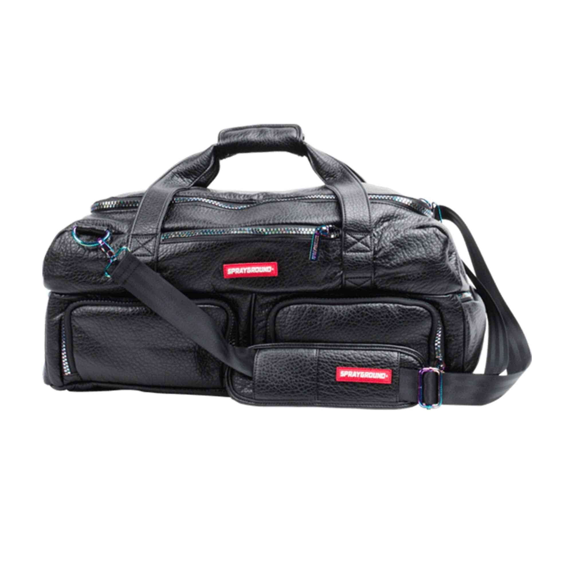 Sprayground Leather Iridescent Sneaker Duffle - Black