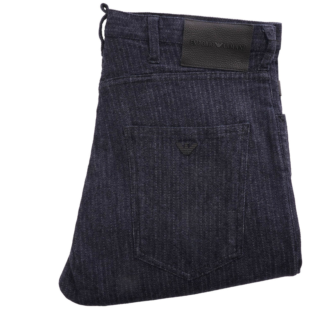 Emporio Armani J04 Loose Fit Striped Jean - Blu