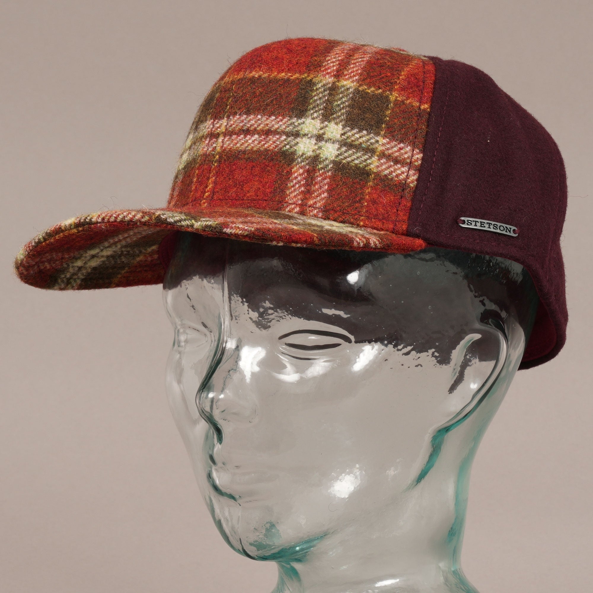 Stetson Hats Virgin Wool Trucker Cap - Red Check
