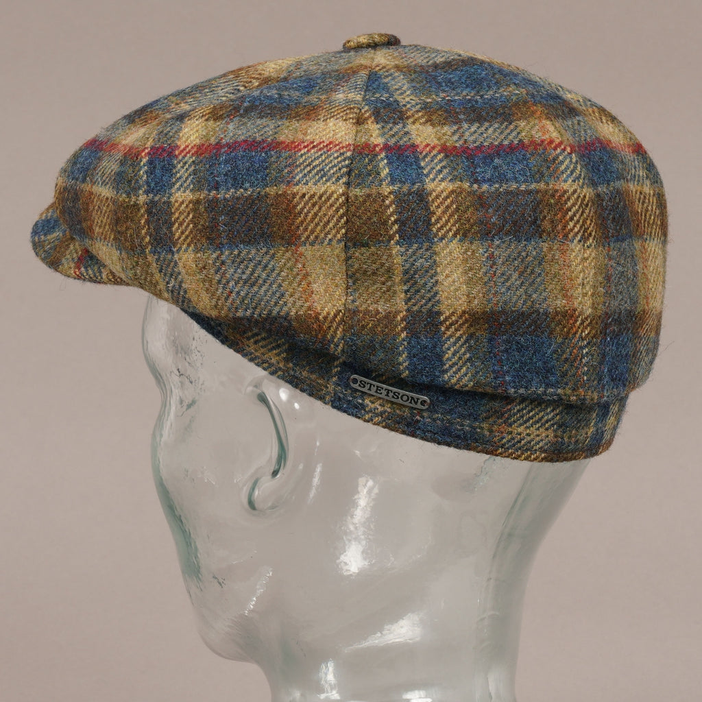 Stetson Hats Wool Check Hatteras Cap - Blue Check