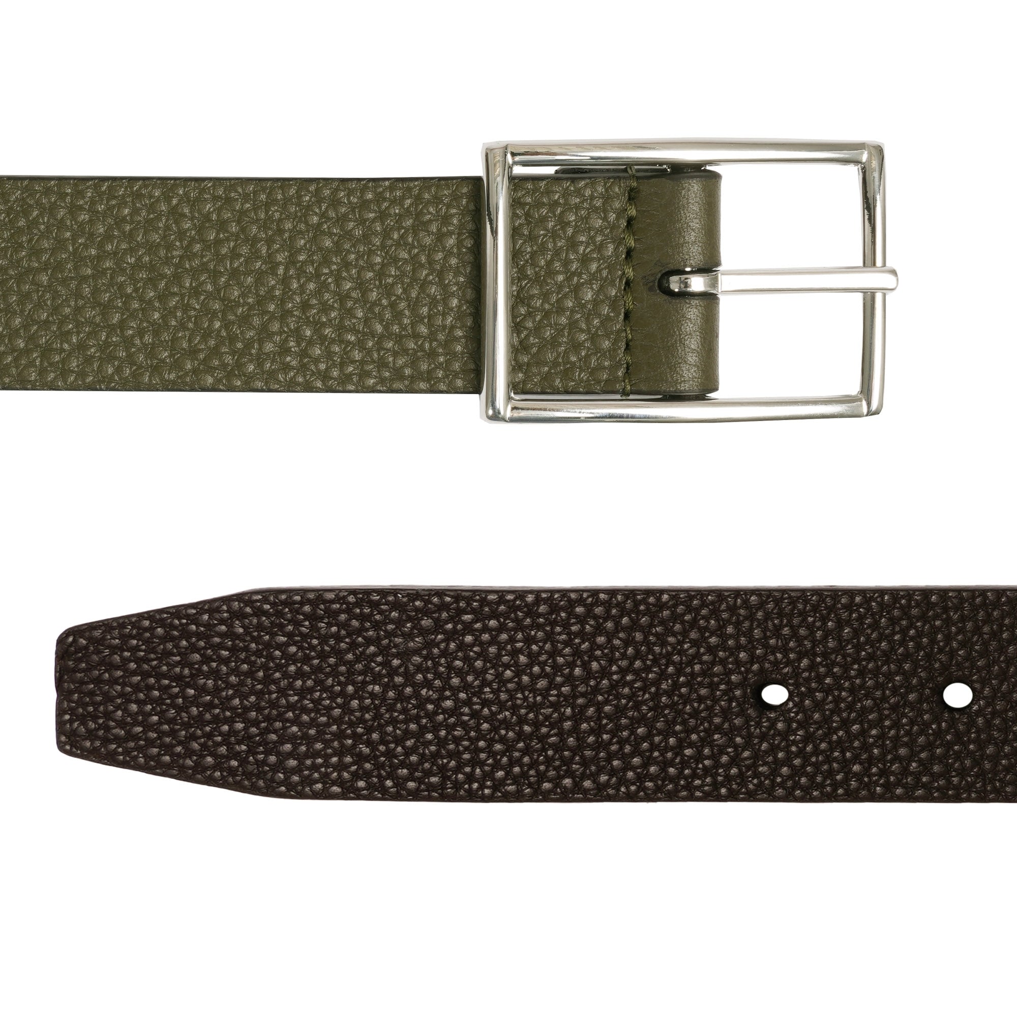 Anderson's Belts Grain Leather Belt - Khaki & Black