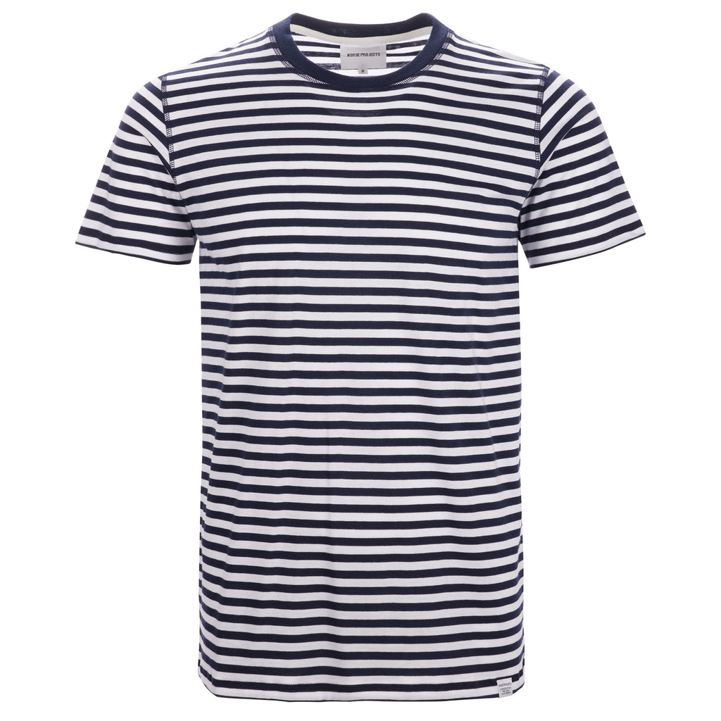 Norse Projects Niels Classic Stripe T-Shirt - Dark Navy & White