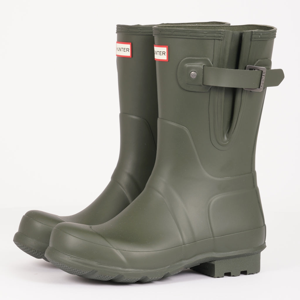 Hunter Side Adjustable Short Wellington Boots - Dark Olive
