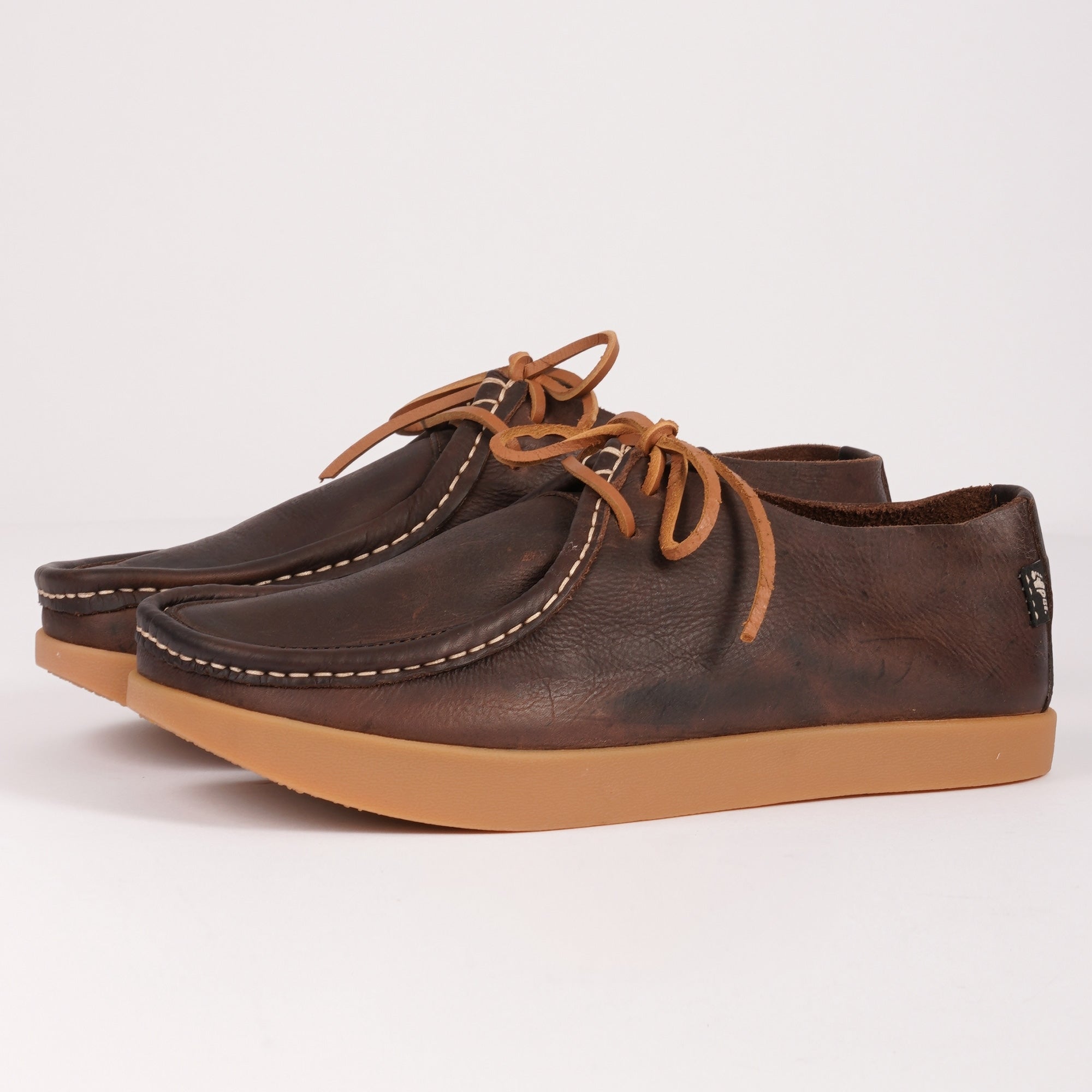 Yogi Willard Tumbled Leather Negative Heel Shoes - Dark Brown