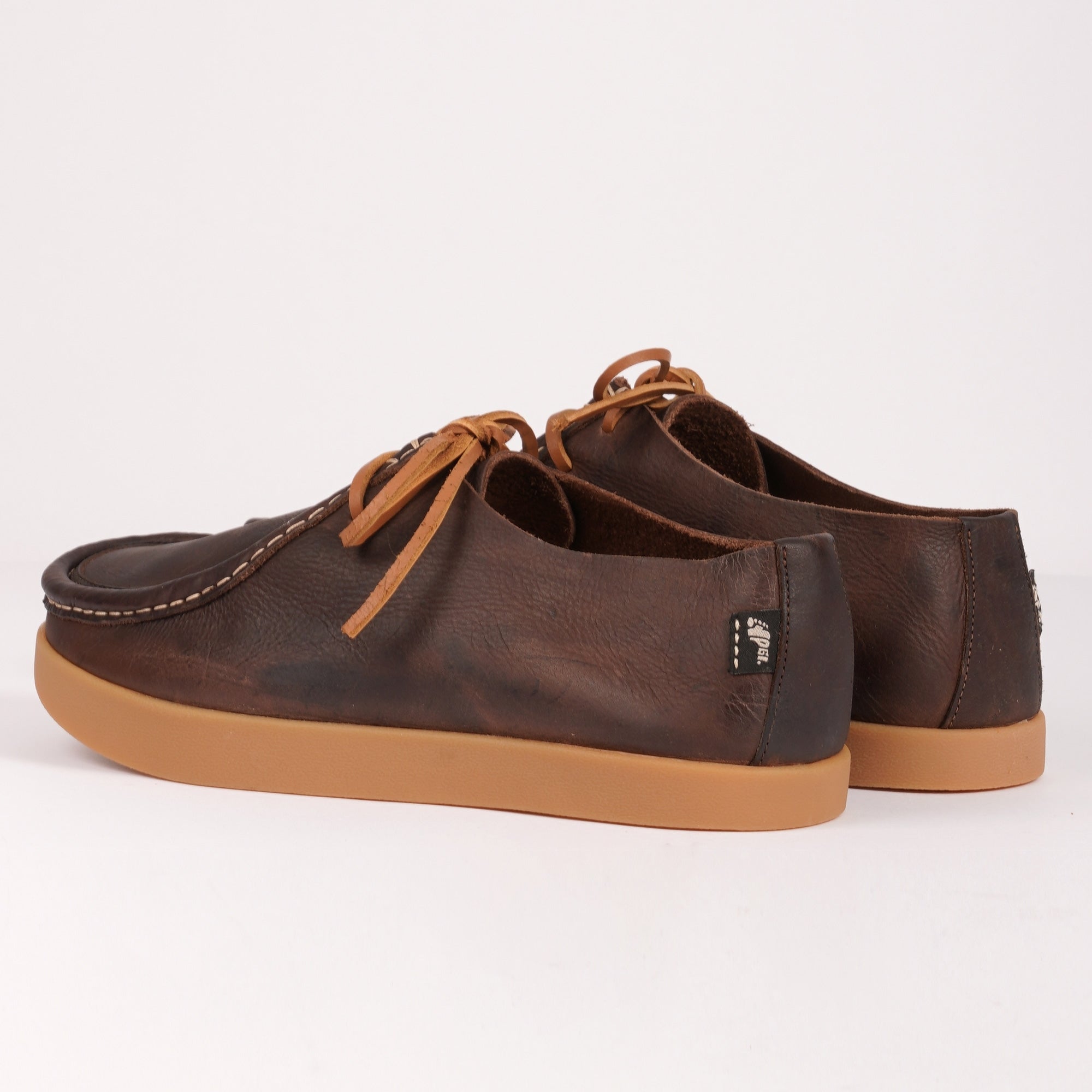 Yogi Willard Tumbled Leather Negative Heel Shoes - Dark Brown