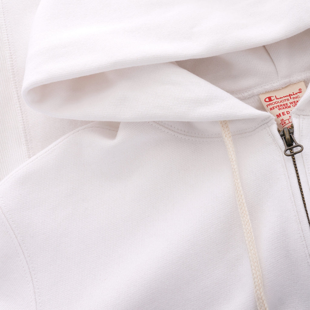 Champion Half Zip Logo Reverse Weave Hoodie - White