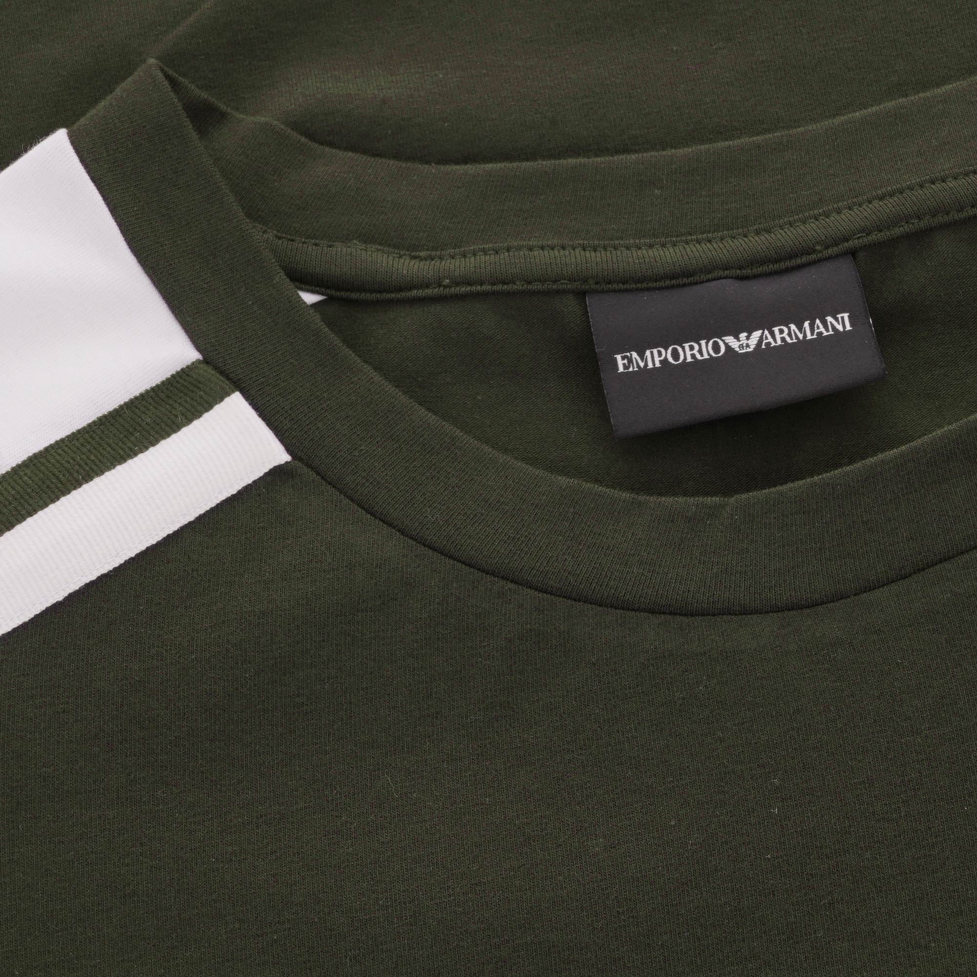 Emporio Armani Logo Print Cotton T-Shirt - Verde Scuro