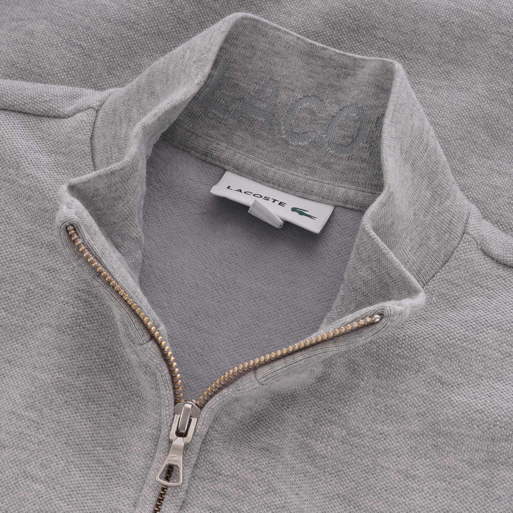 Lacoste Zip-Up Fleece Sweatshirt - Silver Chine