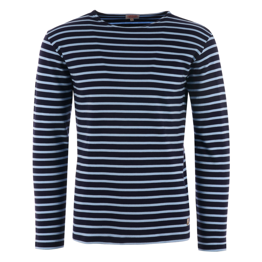 Armor Lux Long Sleeve Breton Striped Mariniere T-Shirt - Navy & Light Blue