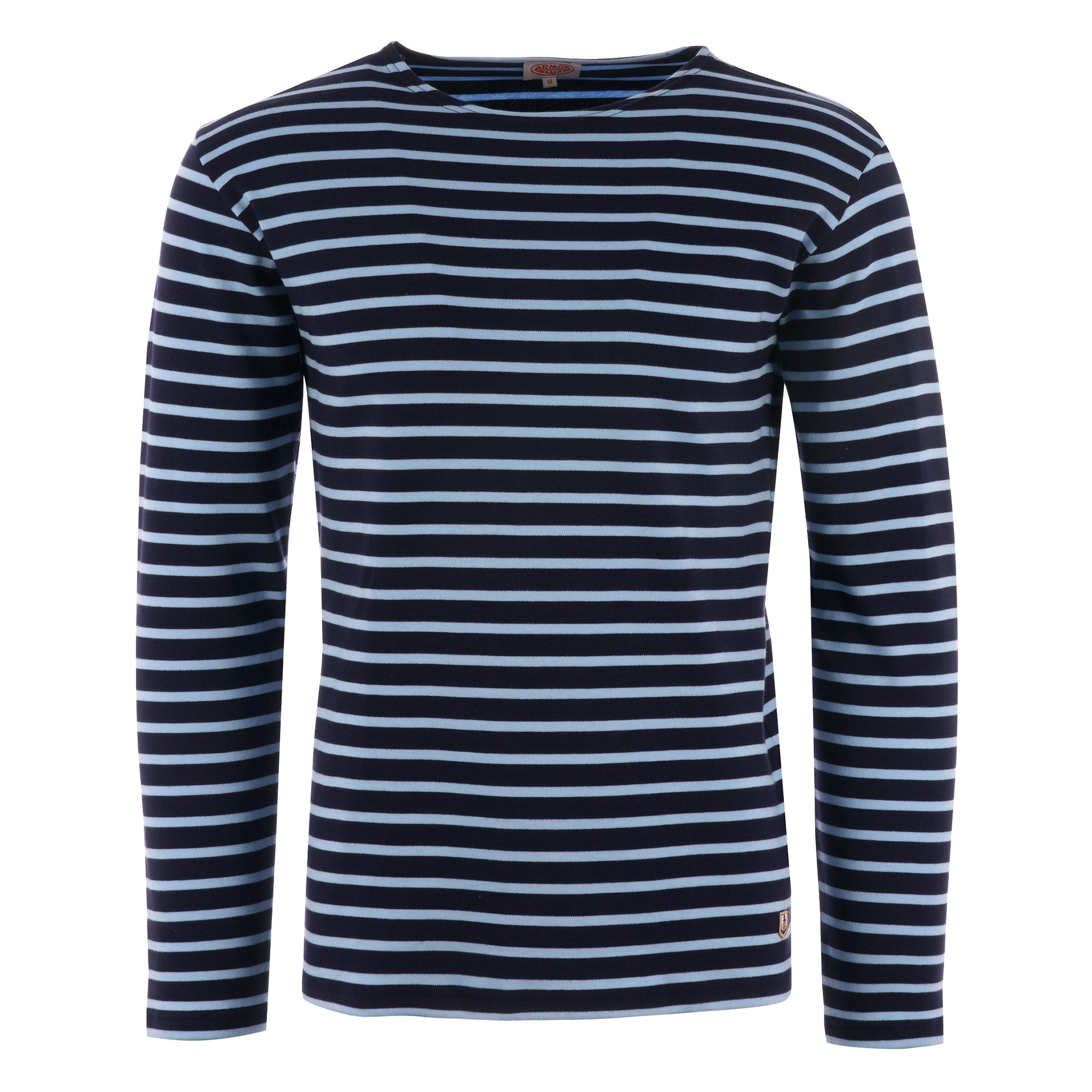 Armor Lux Long Sleeve Breton Striped Mariniere T-Shirt - Navy & Light Blue