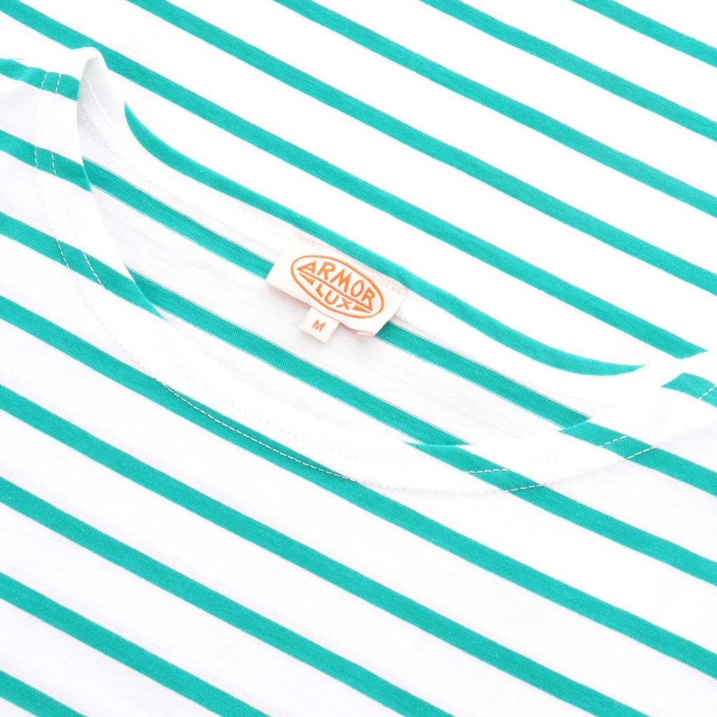 Armor Lux Breton Striped Mariniere T-Shirt - White & Grass
