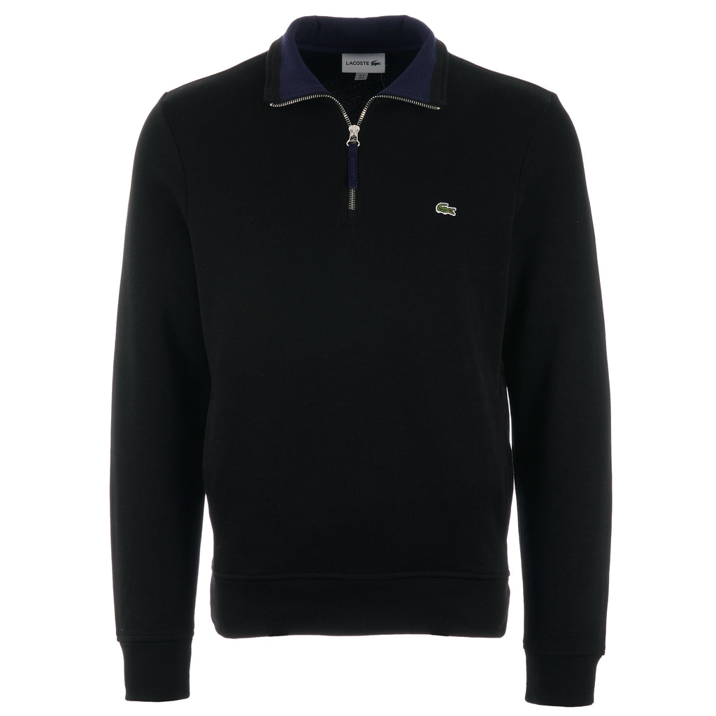 Lacoste Half Zip Ribbed Sweatshirt - Black