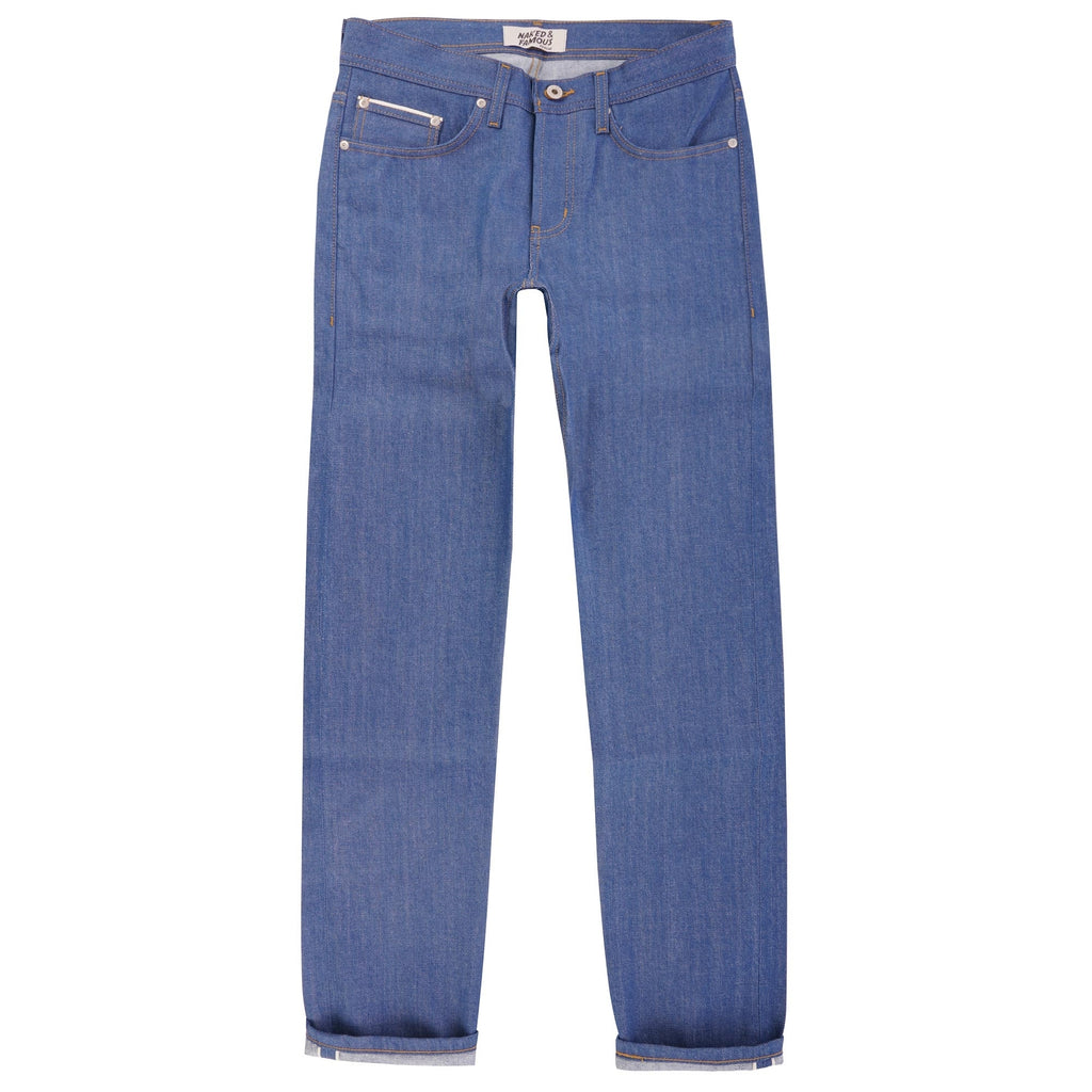 Naked and Famous Denim Weird Guy Clear Blue Selvedge Denim - Light Blue