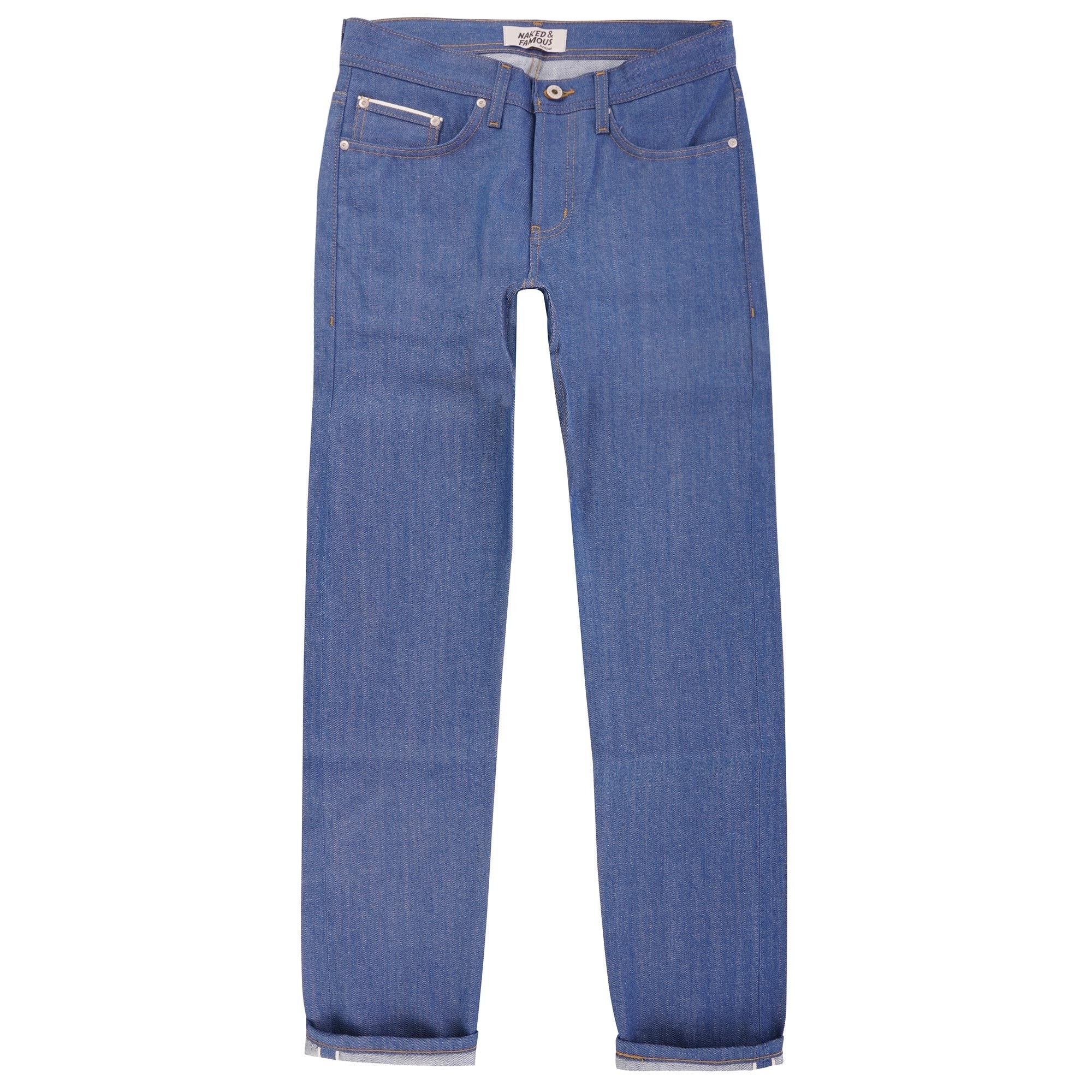 Naked and Famous Denim Weird Guy Clear Blue Selvedge Denim - Light Blue