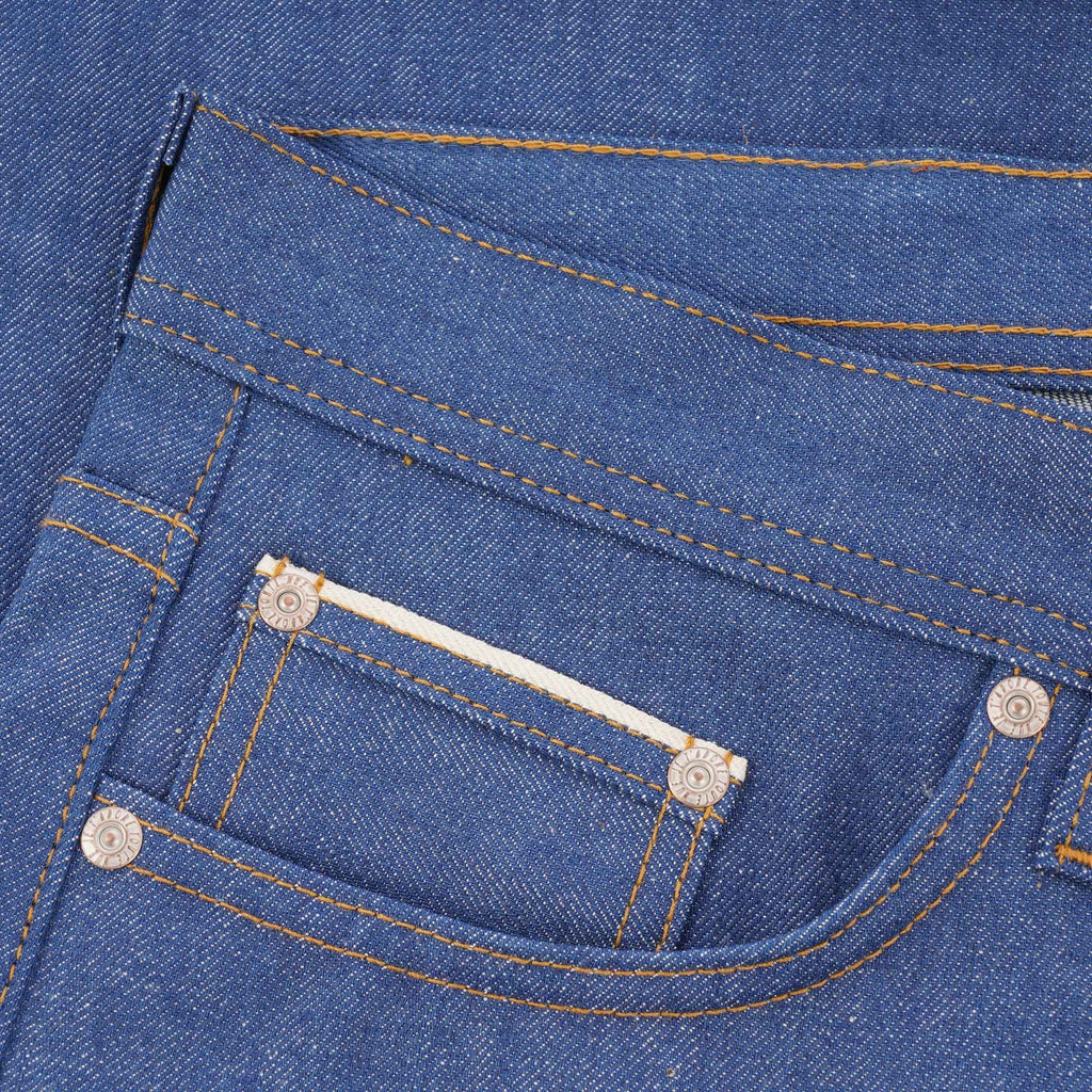 Naked and Famous Denim Weird Guy Clear Blue Selvedge Denim - Light Blue