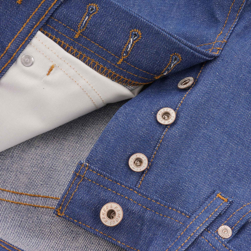 Naked and Famous Denim Weird Guy Clear Blue Selvedge Denim - Light Blue