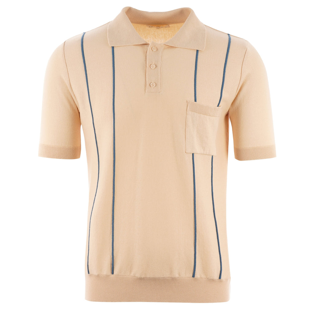 Far Afield Alfaro Polo Shirt - Biscotti & Ensign Blue