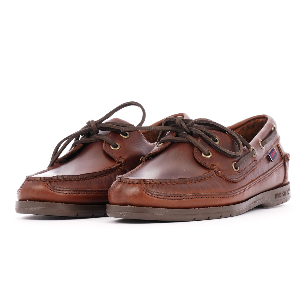 Sebago Schooner Waxed Leather Boat Shoes - Brown