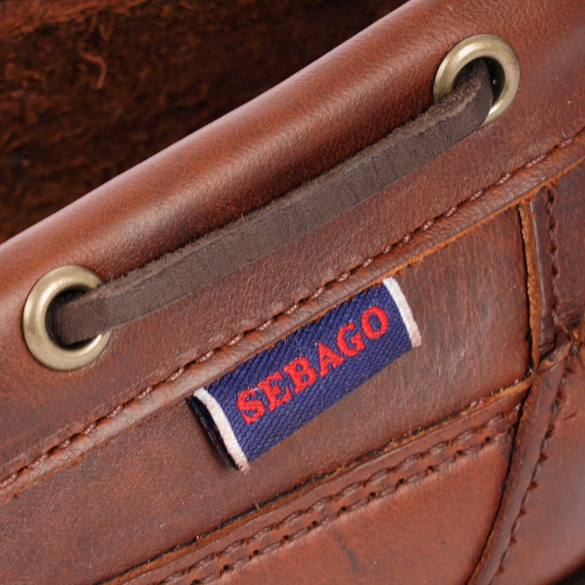 Sebago Schooner Waxed Leather Boat Shoes - Brown