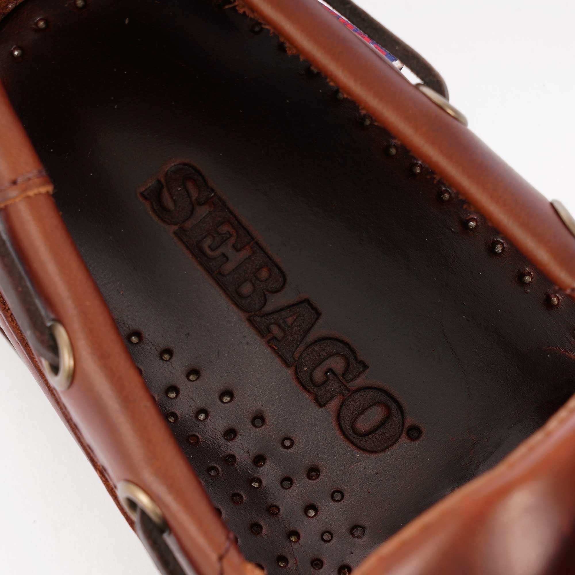 Sebago Schooner Waxed Leather Boat Shoes - Brown