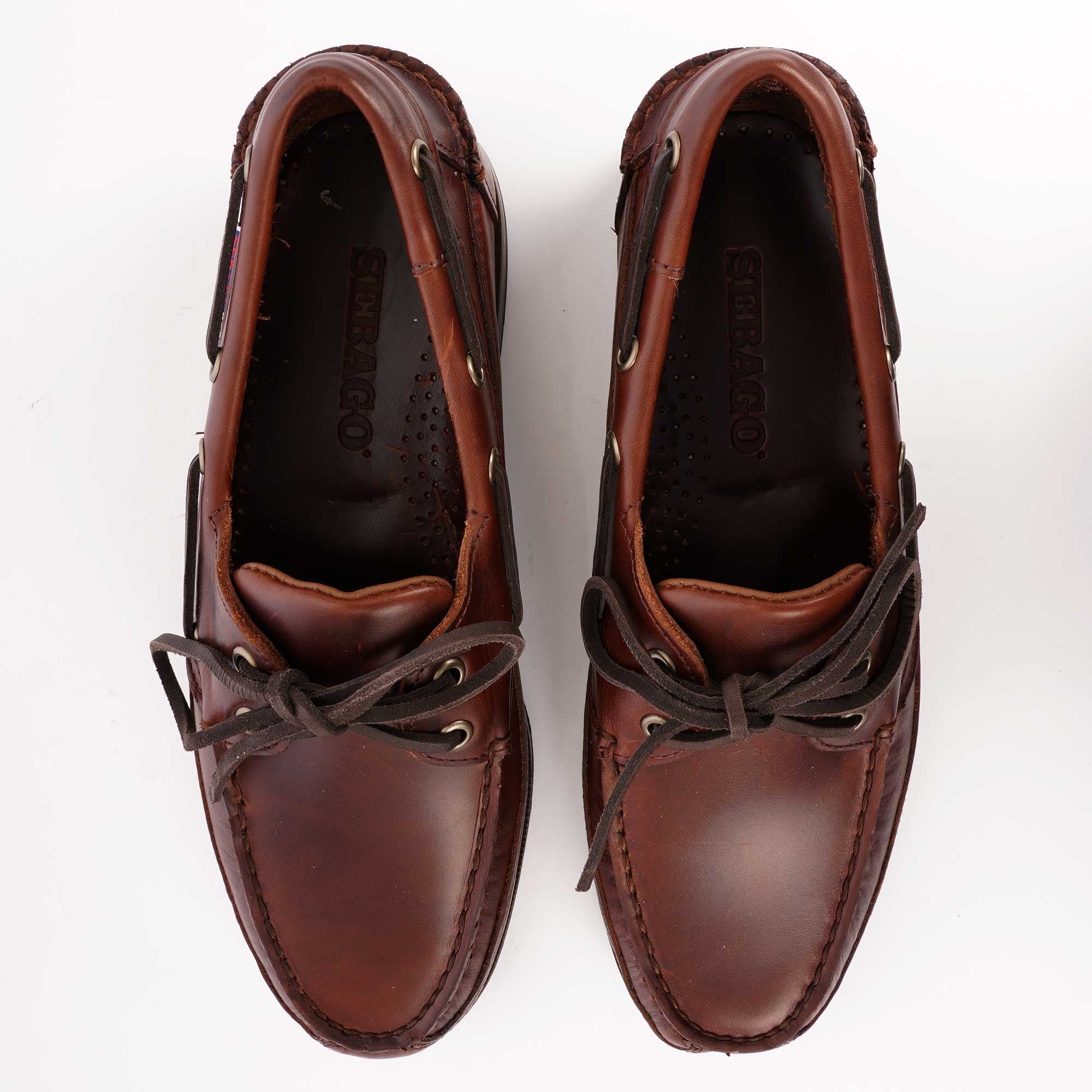 Sebago Schooner Waxed Leather Boat Shoes - Brown