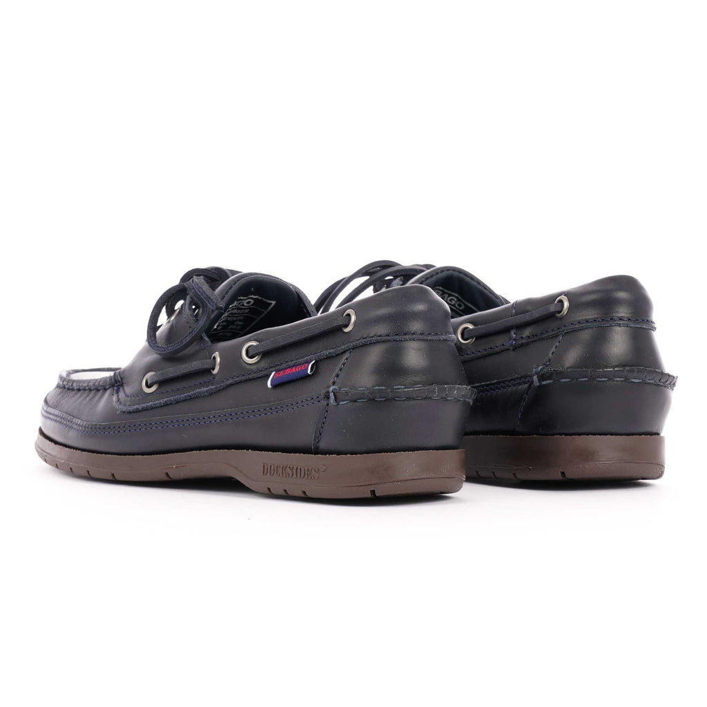 Sebago Schooner Waxed Leather Boat Shoes - Navy