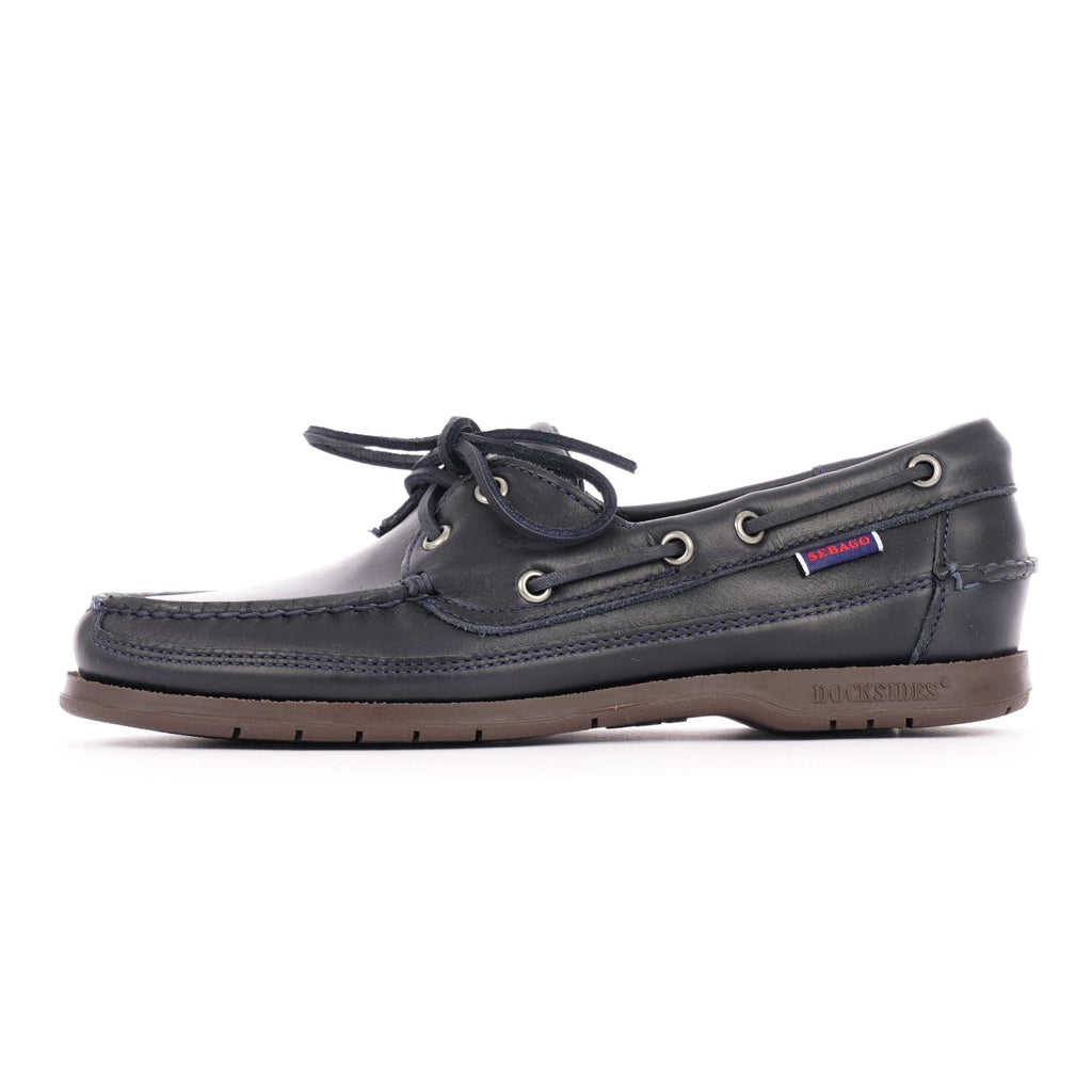 Sebago Schooner Waxed Leather Boat Shoes - Navy
