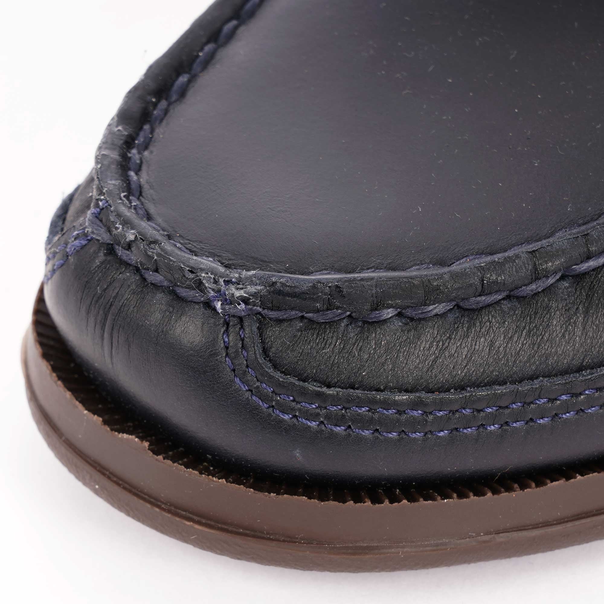 Sebago Schooner Waxed Leather Boat Shoes - Navy